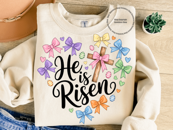 Christian Easter Cross He is Risen Png for Graphics & T-Shirt Designs