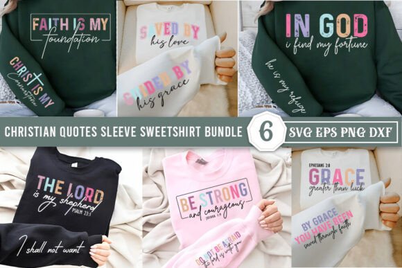 Christian Sleeve Sweatshirt SVG Bundle for T-Shirt Designs