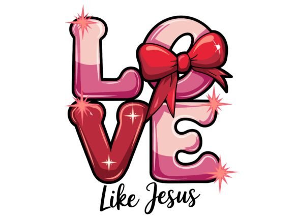 Love Like Jesus Red Bow Sparkle Vector